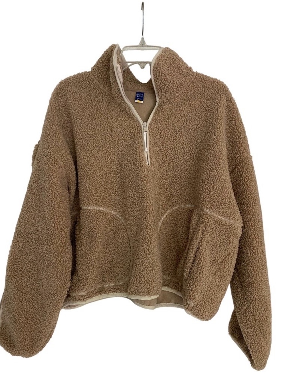 Old Navy Taupe Sherpa Half-Zip Pullover